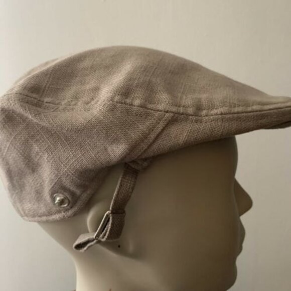 Hills Hats linen Beige newsboy cap size Small/Medium made in New Zealand - Picture 1 of 12